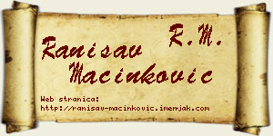 Ranisav Mačinković vizit kartica